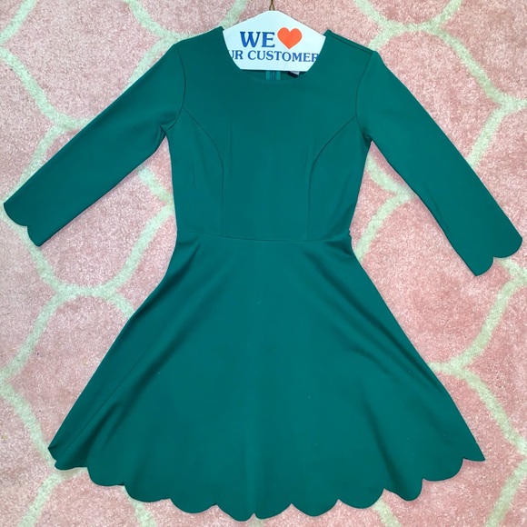 Lulu’s Cumulonimbus Clouds Dark Green Skater Dress - Picture 1 of 3